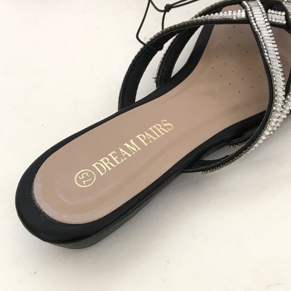 DREAM PAIRS Jeweled Sandals Black and Silver Rhinestone Women’s Size 7.5 - Picture 3 of 16